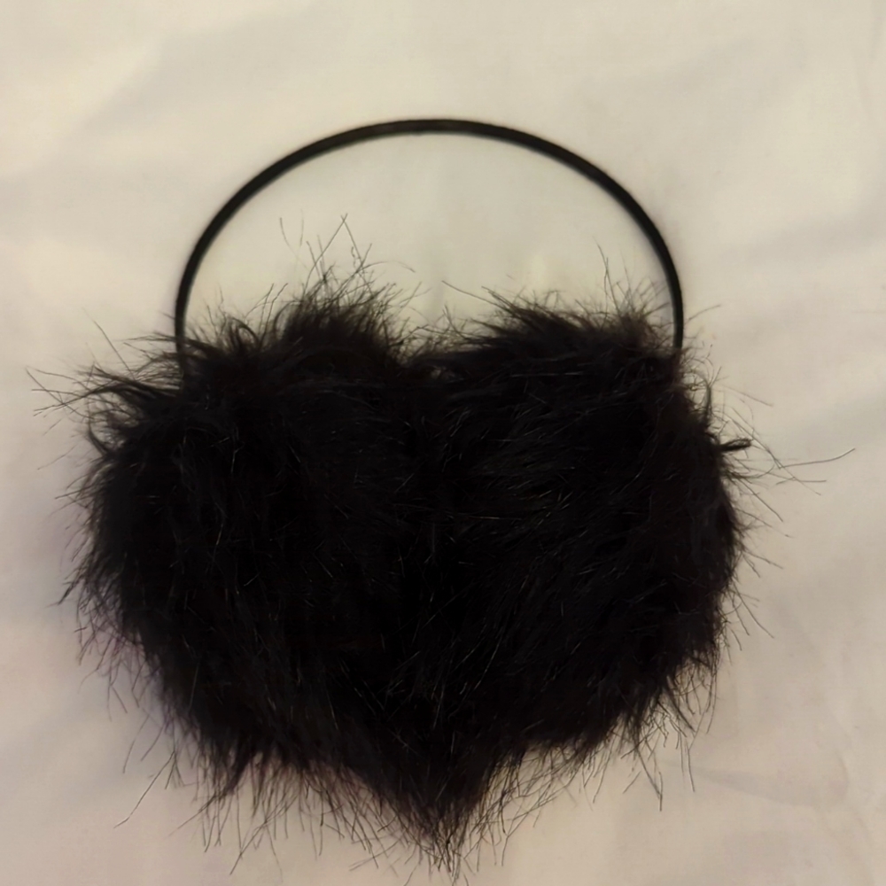 FUZZY BLACK FAUX FUR EARMUFFS